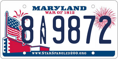 MD license plate 8AN9872