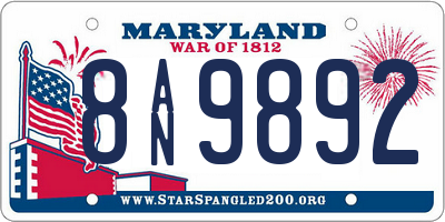 MD license plate 8AN9892