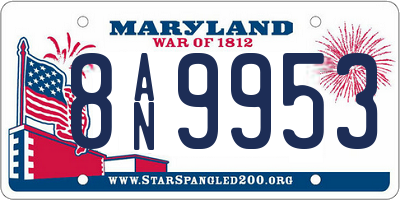 MD license plate 8AN9953