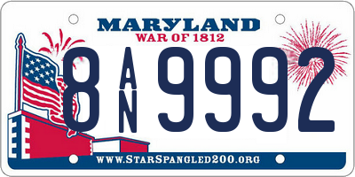 MD license plate 8AN9992