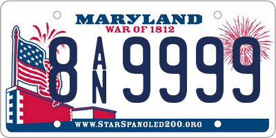MD license plate 8AN9999