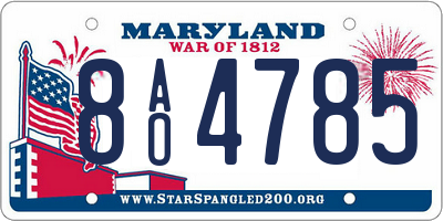 MD license plate 8AO4785