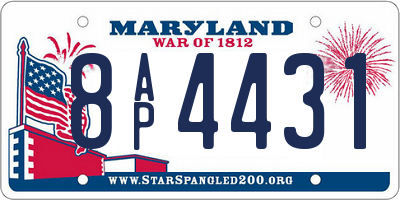 MD license plate 8AP4431