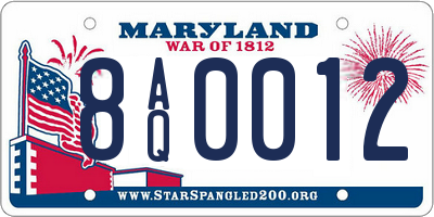 MD license plate 8AQ0012