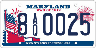MD license plate 8AQ0025