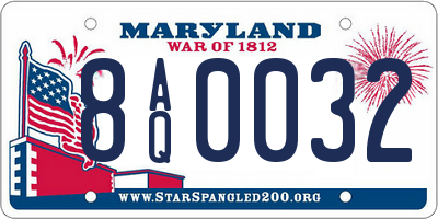 MD license plate 8AQ0032