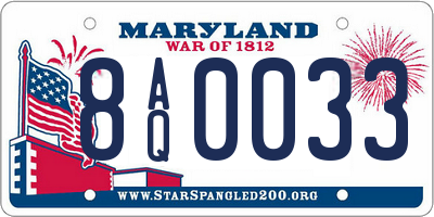 MD license plate 8AQ0033