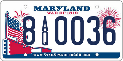 MD license plate 8AQ0036