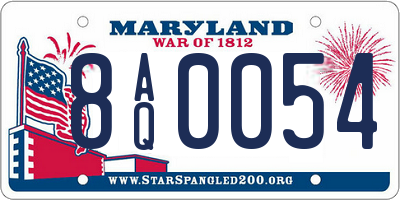 MD license plate 8AQ0054