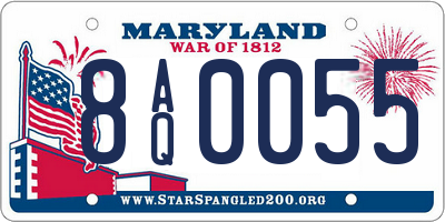 MD license plate 8AQ0055