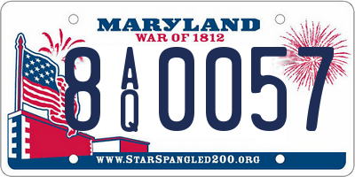 MD license plate 8AQ0057