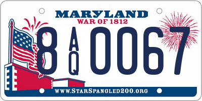 MD license plate 8AQ0067