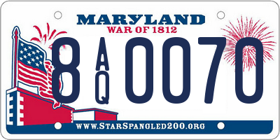MD license plate 8AQ0070