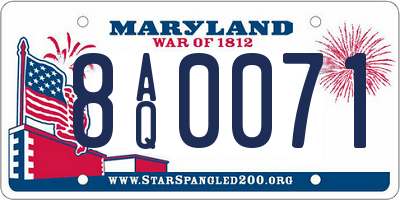 MD license plate 8AQ0071