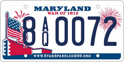 MD license plate 8AQ0072