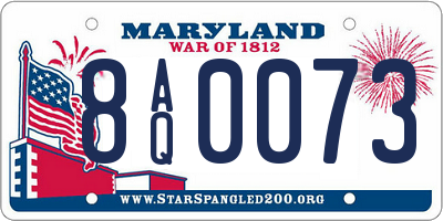 MD license plate 8AQ0073