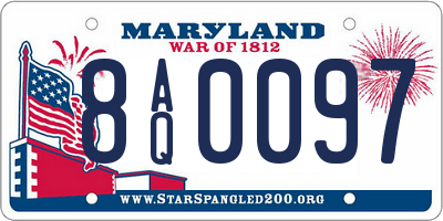 MD license plate 8AQ0097