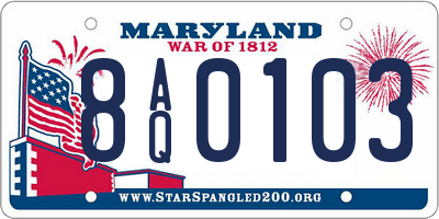 MD license plate 8AQ0103