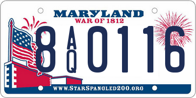 MD license plate 8AQ0116