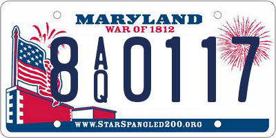MD license plate 8AQ0117