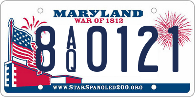 MD license plate 8AQ0121