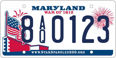 MD license plate 8AQ0123