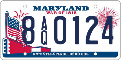 MD license plate 8AQ0124