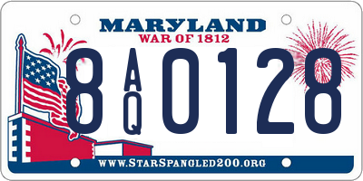 MD license plate 8AQ0128