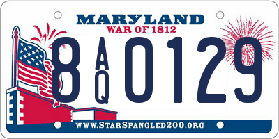 MD license plate 8AQ0129