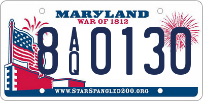 MD license plate 8AQ0130