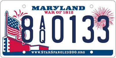 MD license plate 8AQ0133