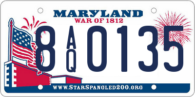 MD license plate 8AQ0135
