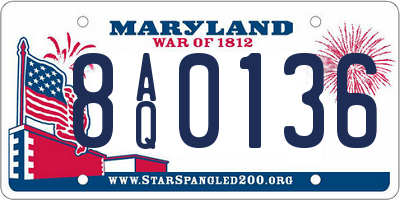 MD license plate 8AQ0136