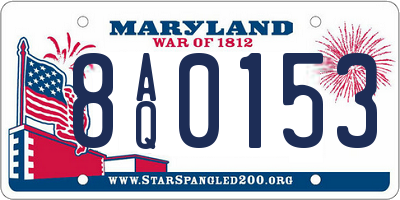 MD license plate 8AQ0153