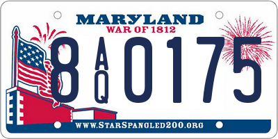 MD license plate 8AQ0175