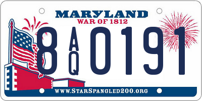 MD license plate 8AQ0191