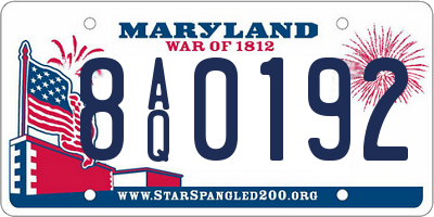 MD license plate 8AQ0192