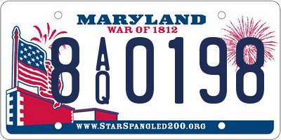 MD license plate 8AQ0198