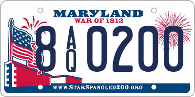 MD license plate 8AQ0200