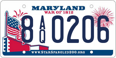MD license plate 8AQ0206