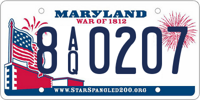 MD license plate 8AQ0207