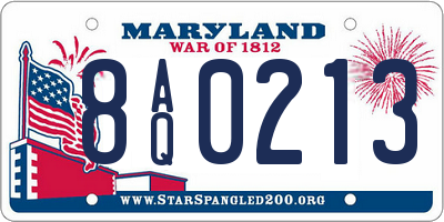 MD license plate 8AQ0213