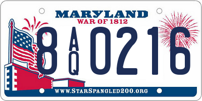 MD license plate 8AQ0216