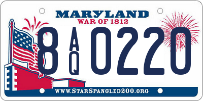 MD license plate 8AQ0220