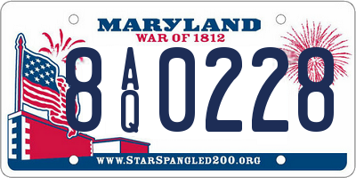 MD license plate 8AQ0228