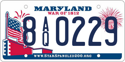 MD license plate 8AQ0229