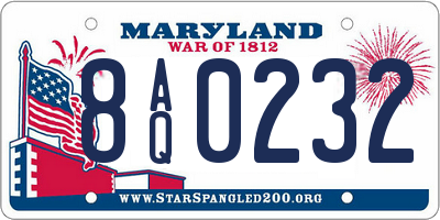 MD license plate 8AQ0232