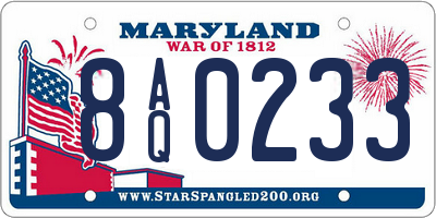 MD license plate 8AQ0233