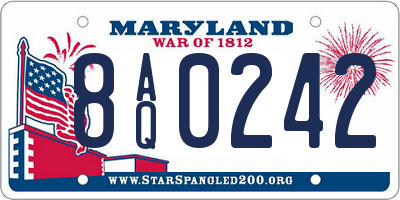 MD license plate 8AQ0242