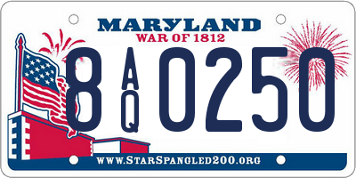 MD license plate 8AQ0250